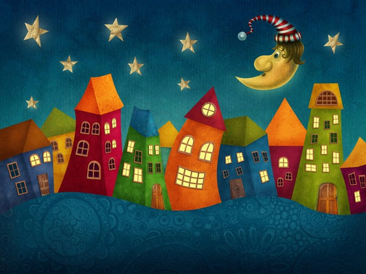 Night in the colourful town