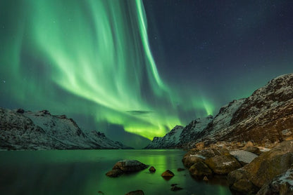 Aurora Borealis over the fjord