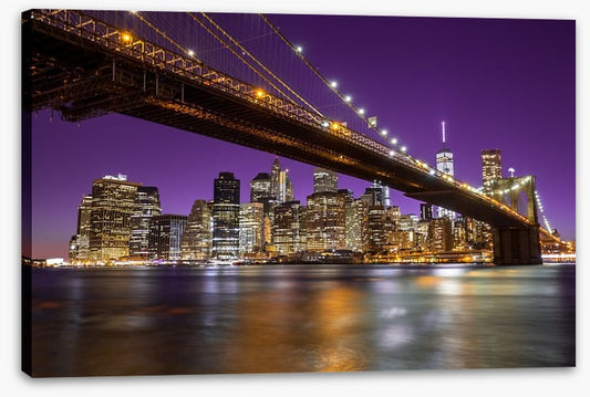 Manhattan under a purple sky