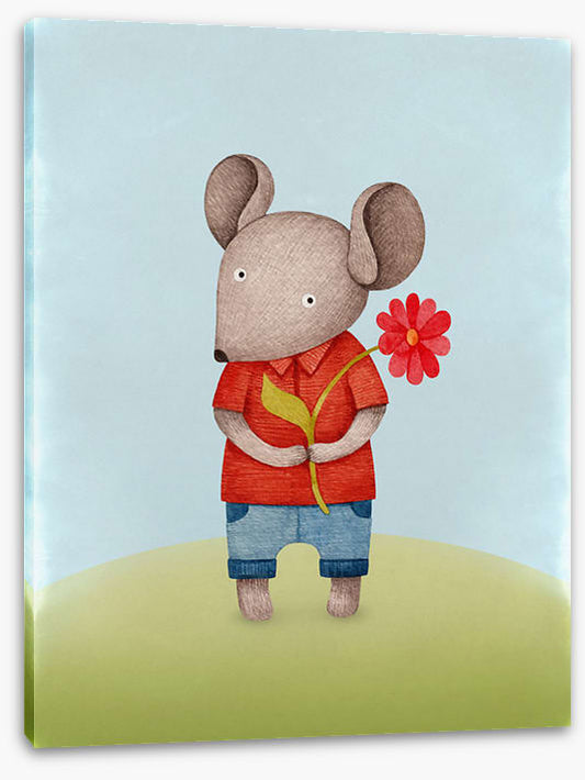 Red flower mouse