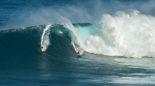 Surfing duo panorama