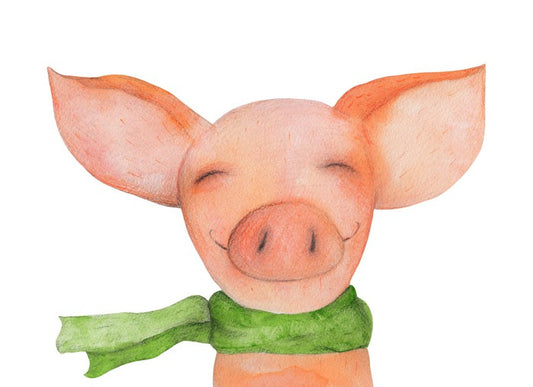 Pig in a scarf