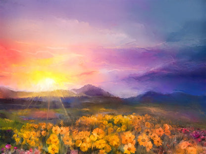 Golden daisy sunset