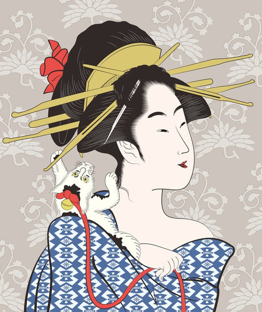 The cat on the kimono