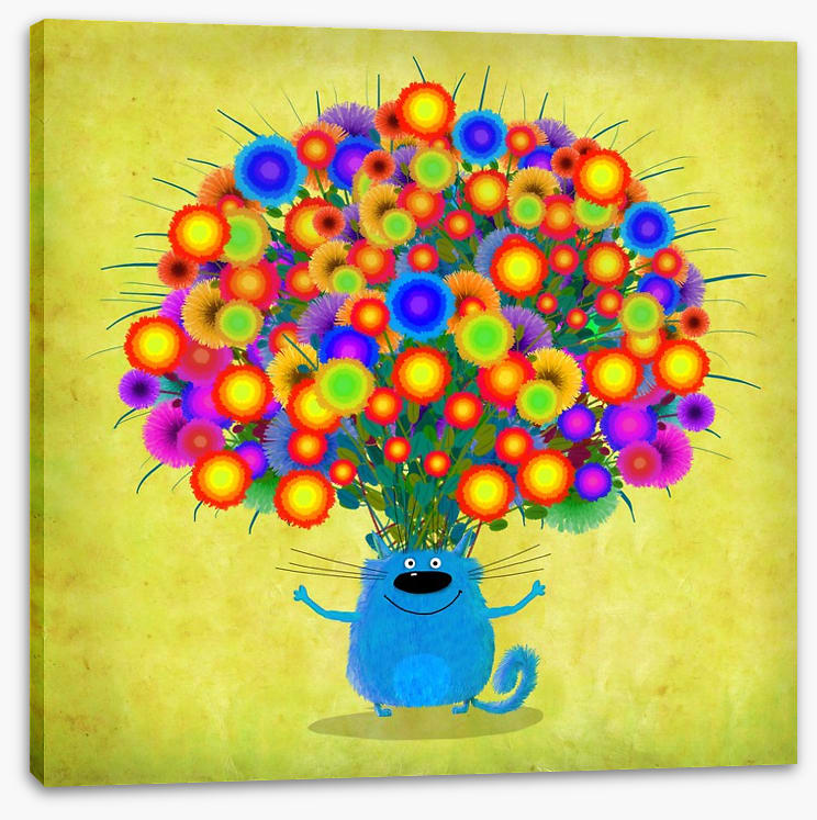 Blue cat with Asters