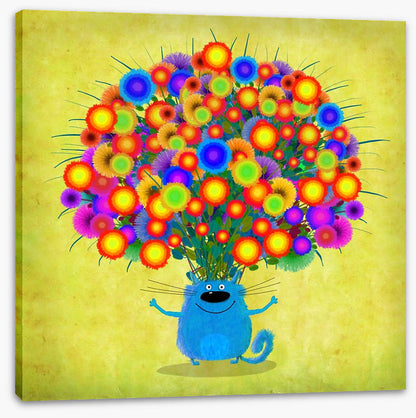 Blue cat with Asters