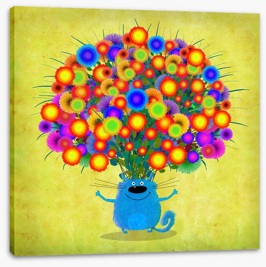 Blue cat with Asters