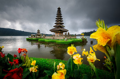 Bali temple and flowers