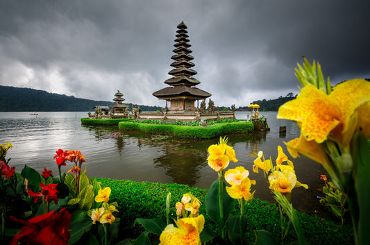 Bali temple and flowers