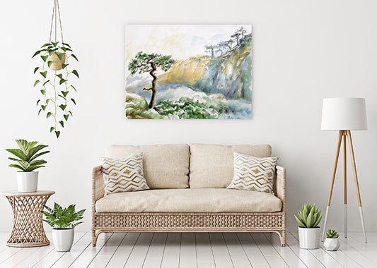 Rocks and pine tree