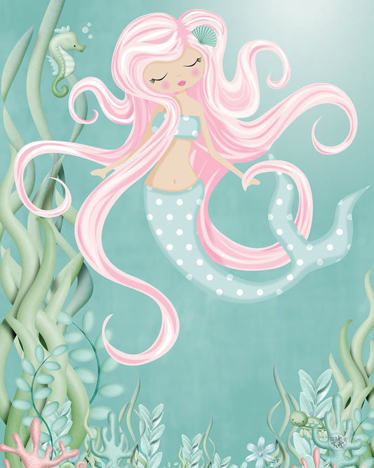 The mermaid with pink hair