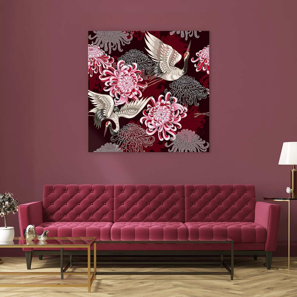 Cranes and chrysanthemums