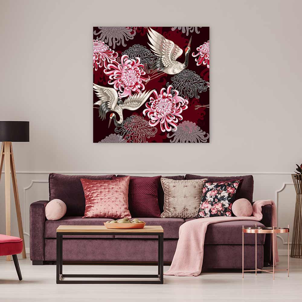 Cranes and chrysanthemums