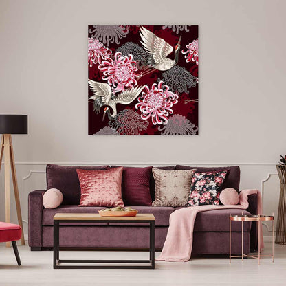 Cranes and chrysanthemums