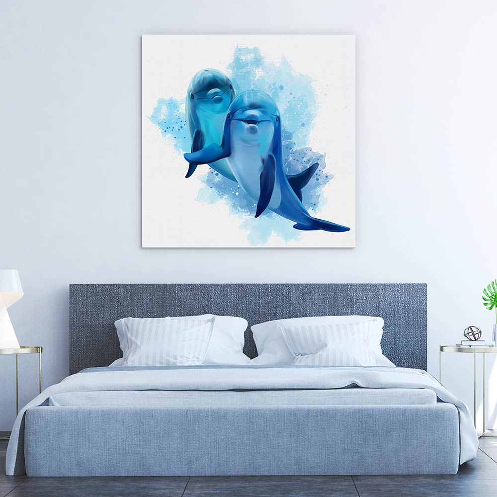 Two blue dolphins