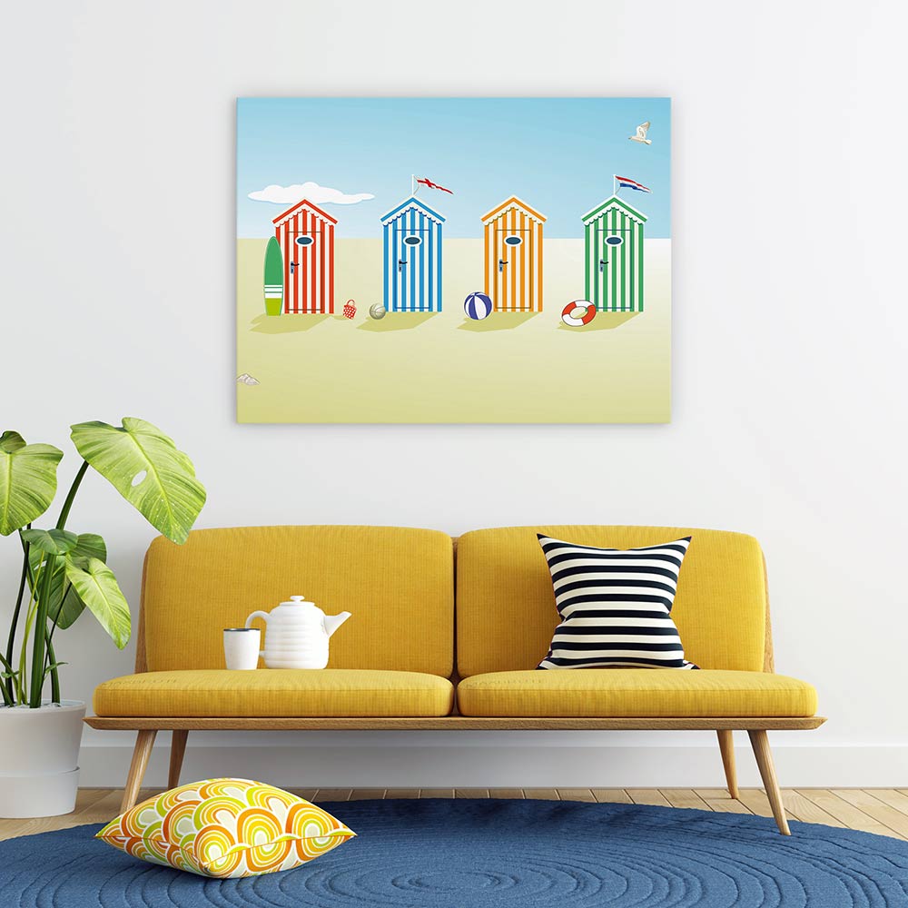 Colourful beach huts