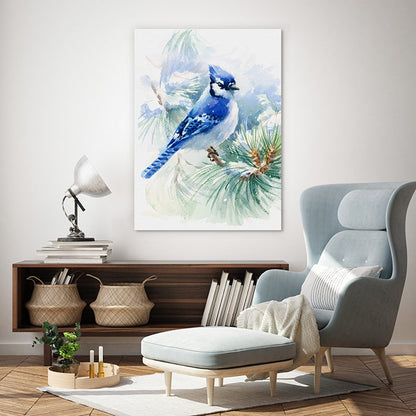Blue jay snowfall